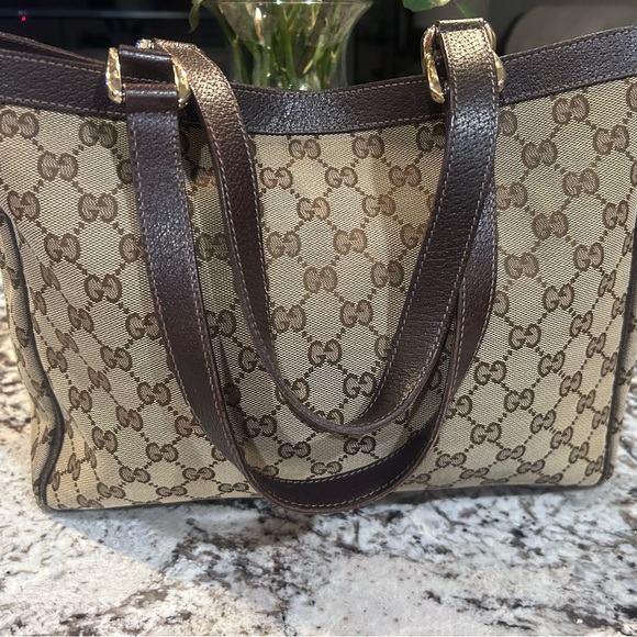 Gucci Tan and Brown Monogram Shoulder Bag - Picture 8 of 16